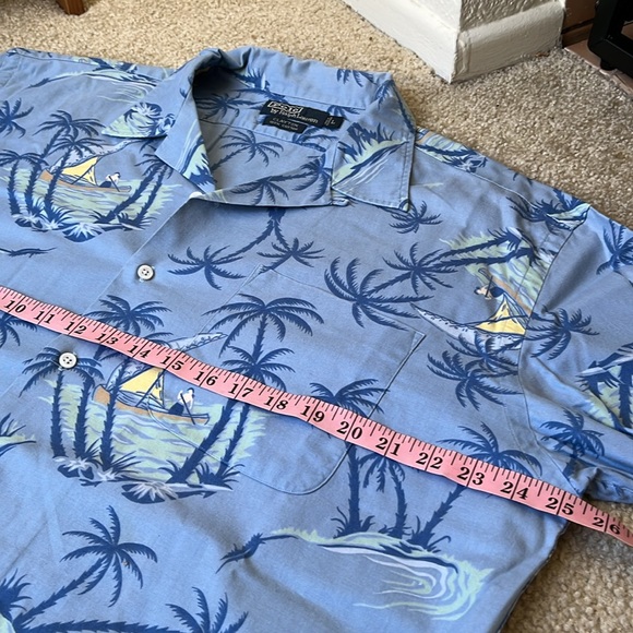 Men’s Polo Ralph Lauren Clayton Vintage Blue Hawaiian Shirt, Size Large - Picture 5 of 6